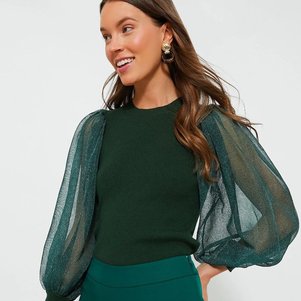 Deep Green Knit Betsy Blouse NWT Tuckernuck